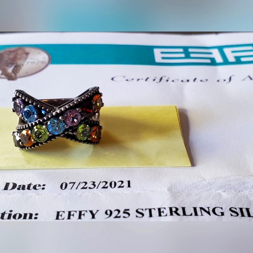 Effy Multi-Gemstone Crisscross Statement Ring In … - image 1